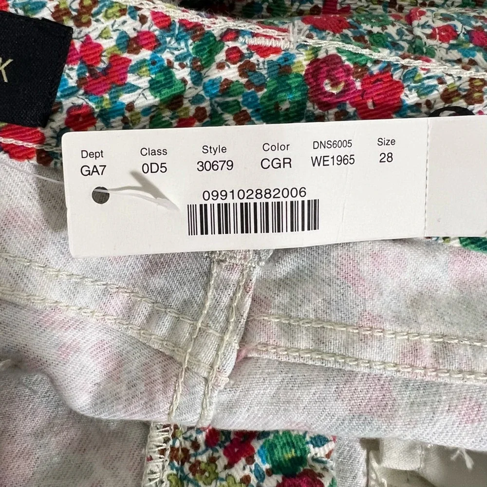 J.Crew Womens Toothpick Ankle Jeans Green Red Floral Pockets Denim 28 New